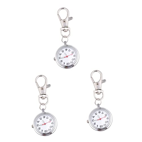 Mikikit 3 Stück Taschenuhr Mit Schlüsselanhänger Große Zahl Quarzuhr Paaruhr Für Kinder Männer Frauen von Mikikit
