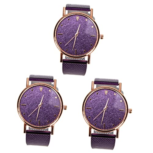 Mikikit 3stücke Damen Quarzuhr Mit Silikonarmband Tragbare Stilvolle Armbanduhr Für Frauen Modisches Design Für Freizeit Und Business Komfortabel Und Elegant von Mikikit
