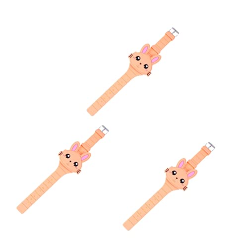Mikikit 3stücke Silicone Cartoon Watch Für Mädchen Clamshell Wristwatch Orange Für Geburtstagsfeiern Für Kleinkinder Langlebig Und Hautfreundlich von Mikikit