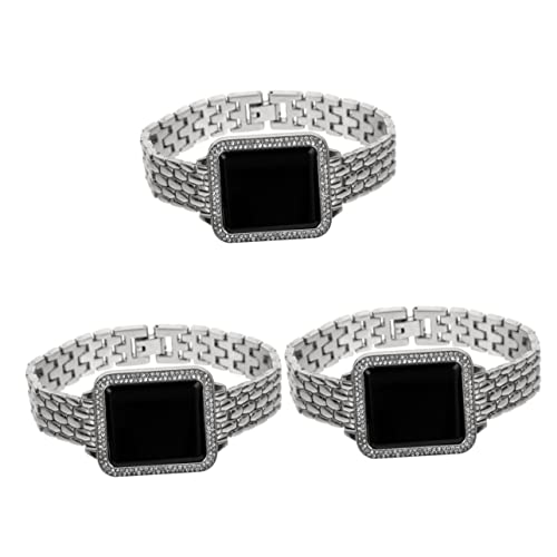 Mikikit 3 Stück Luxuriöse Damenuhr Mit Strasssteinen Elegante Edelstahl-kleideruhr Für Frauen von Mikikit