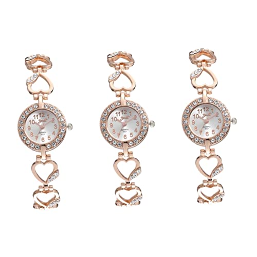 Mikikit 3 Stücke Einzigartige Damen Digital Uhr Modische Quarzuhr Strass Rose Gold Stilvolle Handgelenk Zubehör von Mikikit