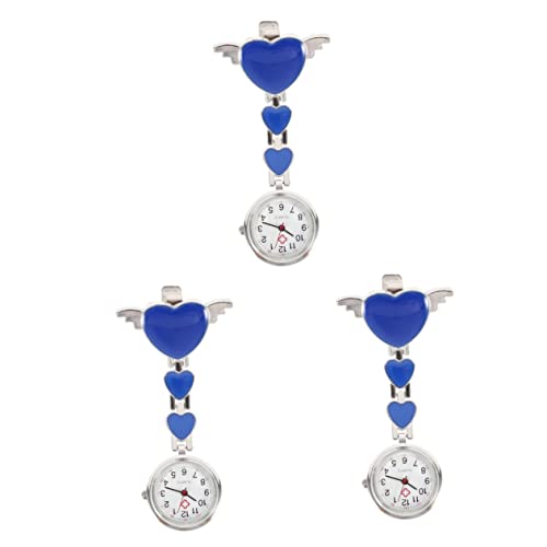 Mikikit Betrachten 3 Stücke Leichte Weihnachtsuhren Urlaub Flügel Geburtstag Pin Hängend Neue Tragbare Geschenke Damen Revers Fob Studenten Damen Uhr Uhr Geschenk Flügel Schnappen Blau von Mikikit