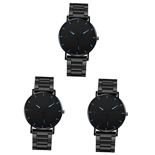 Mikikit Herrenuhren Herrenmodeuhr 3 Stücke Männlich Männer Mode Handschlaufe Business Dünne Ultra Für Blaue Einzigartige Mens Band Chic Uhr von Mikikit