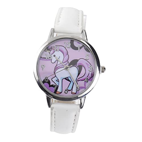 Mikikit 3st Kinderuhren Quarzuhr Für Kinder Einhornuhr Mit Stahlbändern Armbanduhr Für Kinder Mode-Cartoon-Uhr Einhorn Kinderuhr Cartoon-Muster Kinderuhr Stahlband Quarzuhren Weiß Student von Mikikit