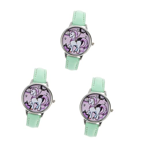 Mikikit 3st Einhornuhr Mit Stahlbändern Mode Quarzuhren Kind von Mikikit