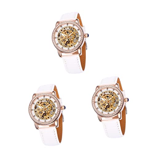 Mikikit Mechanische Armbanduhren Damen Betrachten 3st Damenarmbanduhr Mechanische Damenuhr Mechanische Armbanduhr Weiß Automatisch Automatikuhr Armbanduhr Damen Mechanisch von Mikikit