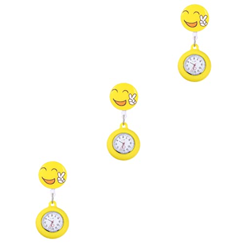 Mikikit 3 Stücke Silikon Arbeiten Cartoon Batterie Handclip Revers Studenten Praktische Uhren Stethoskop Ärzte Brust Kreative Unisex Einziehbare Geschenke Tragbare Metalltasche von Mikikit