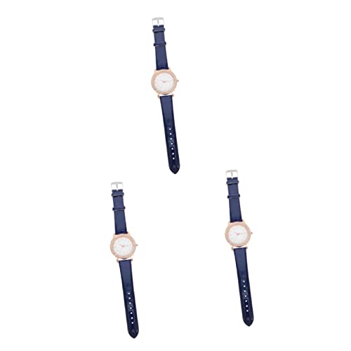 Mikikit 3St Damenuhr mit Strass Handgelenkschmuck modische Damenuhr Damenuhren armbanduhren für Damen Freizeit weibliche Uhr Exquisite Uhr für Frauen Quarz Anschauen Geschenk schmücken Pu von Mikikit