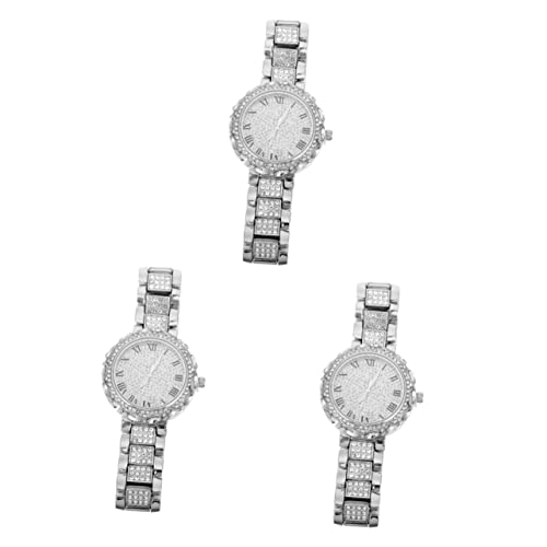 Mikikit 3stücke Rhinestone Damen Armbanduhr Uhr Für Und Studentinnen Hochwertiger Präzise Zeitmessung Für Alltag Dekoratives Design von Mikikit