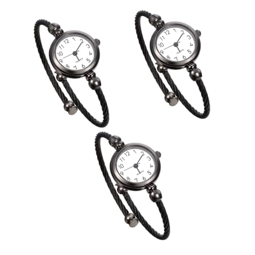 Mikikit Armreif 3- Teilige Uhr M?dchen- Drahtbanduhr Armband Mini Stilvoll M?dchen Damen Mütter mit Muster Elegante Abschlussfeier Geburtstagsgeschenk wasserdichte Uhren Stahluhr von Mikikit