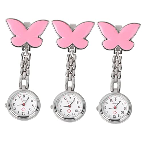 Mikikit 3 Stück Uhrenbrosche Modische Uhr Für Frauen Tragbare Uhrennadel Metall Arzt Sanitäter Brosche Taschenuhr von Mikikit
