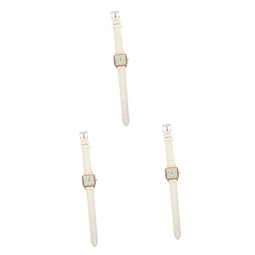 Mikikit 3-teilige Damenuhr Stilvolle Lässige Armbanduhr Aus Kunstleder Für Freizeit Und Mode von Mikikit