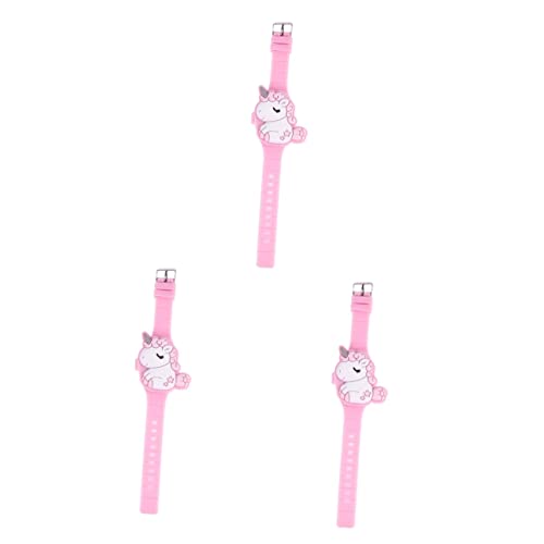 Mikikit 3Pcs Design Armbanduhren D Wristwatc Schöne Kleinkind Für Touch Watch Einhorn Uhren-Digitale Kinder Cartoon Clamshell LED Kleiner Bildschirm Kinder Jungen Muster Mädchen Kind Süß von Mikikit