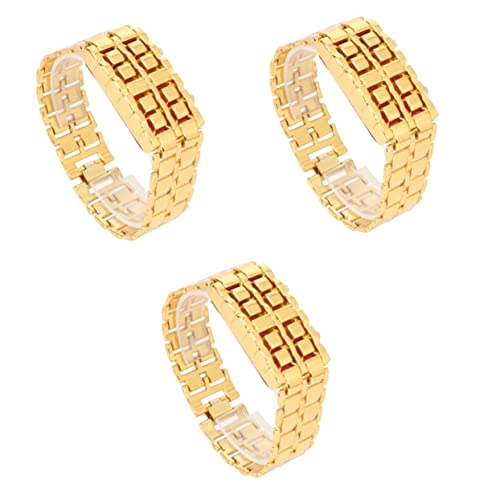 Mikikit Led Herren Uhren Geführte Digitale Armbanduhr Digitaluhr Geführte Armbanduhr Damenuhr Handgelenk Golden Rot Mit Frau Geführt Digital Digital Digital Rotlichtuhr Schmuckuhr Modeuhr von Mikikit