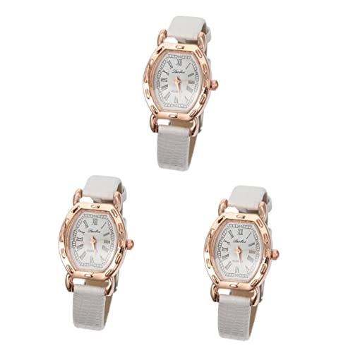 Mikikit 3st Rechteckige Vintage-Uhr Retro-mädchen-frauenuhr Digitaluhr Für Frauen Valentinstag Uhr Geschenk Digitaluhren Für Damen Armband Rostfreier Stahl Weiß Jahrgang von Mikikit