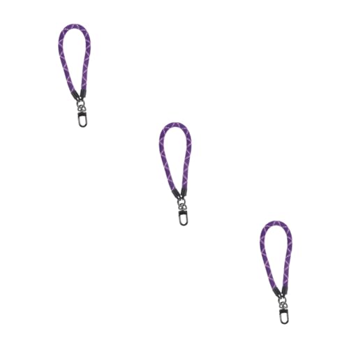 Mikikit 3St Handy-Kettenhandschlaufe Handyband Schlüsselband Handschlaufe für Telefon Handschlaufe für Geldbörse einfach Trageschlaufe Schlüsselanhänger Lanyard handy kette Metall Violett von Mikikit