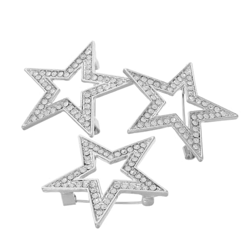 Mikikit 3Stücke Strass Steckbrosche für Frauen Stilvolle Reversnadel Sternform für Partys und Versammlungen Hochwertige Brosche mit Funkelnden Strasssteinen von Mikikit