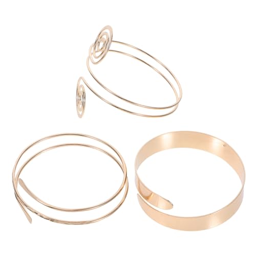 Mikikit 3stücke Goldenes Armreif Set Für Damen Bangle Armband Für Oberarm Minimalistische Geometrische Manschetten Vielseitig Kombinierbar Für Jeden Anlass Modischer Schmuck Für von Mikikit