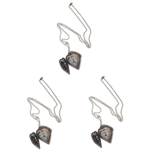 Mikikit 3 Stücke Hohle Herz Design Männer Frauen Taschenuhr Mit Kette Ziffer Mechanische Uhr von Mikikit