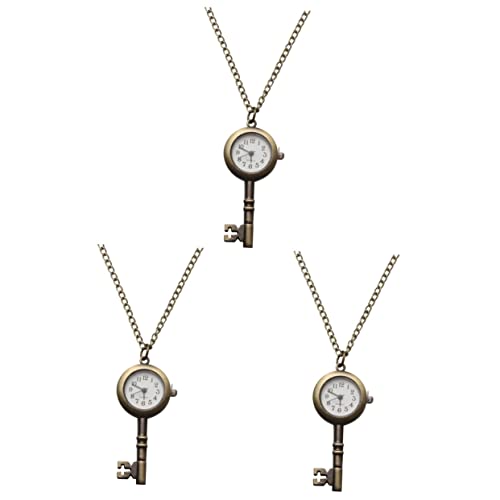 Mikikit 3stücke Bronze Quarz Taschenuhr Mit Schlüsselanhänger Vintage Design Für Und Damen Kette Für Besondere Anlässe Und Alltag Als Zu Weihnachten Oder Jahrestagen von Mikikit