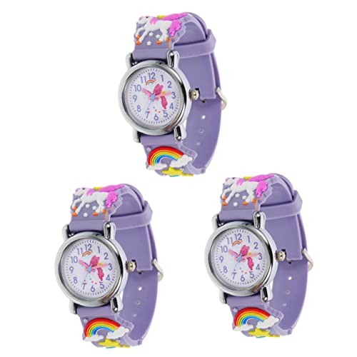 Mikikit 3stücke Dekorative Silikon Kinderuhr Mit Einhorn- Verstellbare Und Leichte Armbanduhr Für Schüler Atmungsaktives Design Zum Lernen Der Uhrzeit Für Jungen Und Mädchen von Mikikit