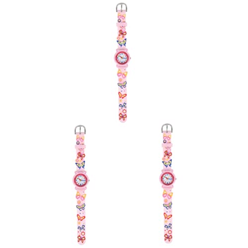 Mikikit 3stücke Kids Cartoon Armbanduhr wasserdichte Kinderuhr Mit Schmetterlingsdesign Leicht Und Tragbar Für Mädchen Zeitbewusstseinsstärkung von Mikikit