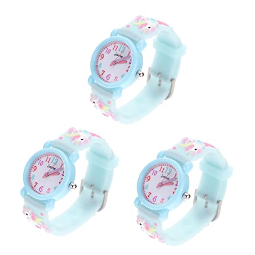 Mikikit 3stücke Mädchen Cartoon Armbanduhr Für Mädchen wasserdichte Quarzuhr Mit Verstellbarem Armband Für Zeitlernen Und Sportaktivitäten von Mikikit