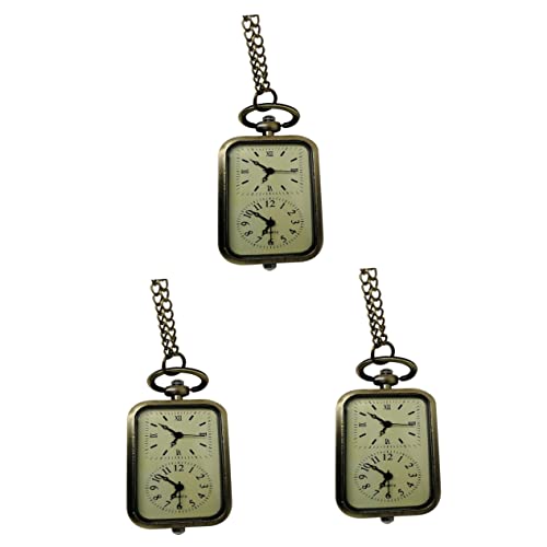 Mikikit 3stücke Retro Taschenuhr Halskette Mit Doppeltem Vintage Pendeluhr Für Damen Und Für Alltag Partys Und Präzise Zeitmessung Eleganter Stil von Mikikit