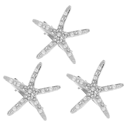 Mikikit 3stücke Seestern Haarspangen Mit Strasssteinen Für Frauen Vintage-stil Haarclips Dekorative Haarnadeln Für Hochzeiten Meerjungfrau-thema Kopfschmuck von Mikikit