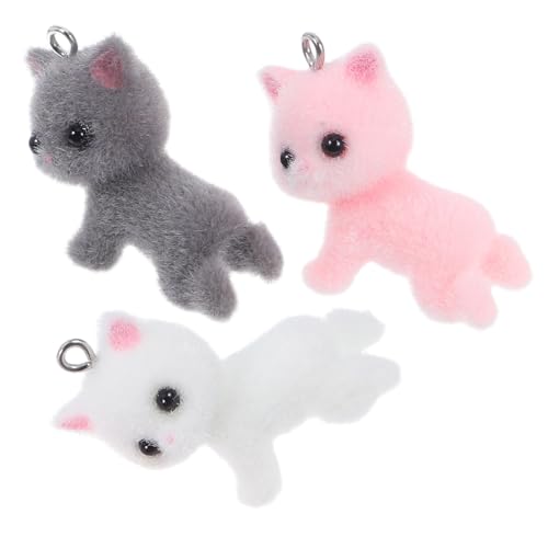 Mikikit 3stücke Süße Katzenanhänger Aus Kunstharz Für Halsketten Und Schlüsselanhänger Süße Tieranhänger Für Autozubehör Und Innendekoration von Mikikit