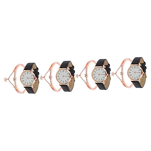 Mikikit 4 Sets Elegante Damen Uhren Uhr Armband Kit Mode Frauen Uhr Digitale Zeit Anzeige Exquisite Ornament von Mikikit