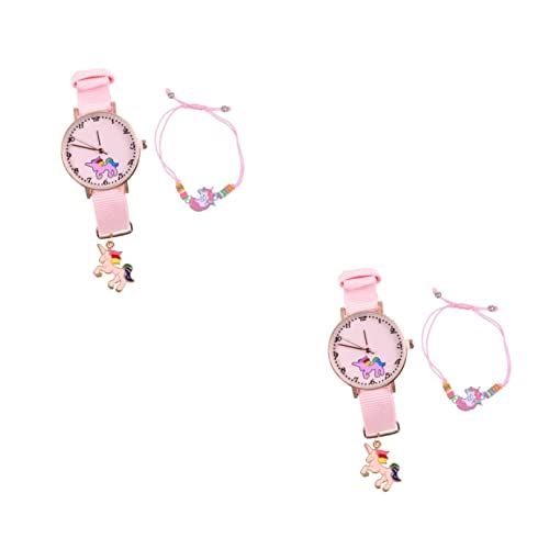 Mikikit 4stücke Einhorn Cartoon Quarz Armbanduhr Für Mädchen Kinderuhr Mit Zartem Leicht Und Praktisch Für Zeitvermittlung von Mikikit