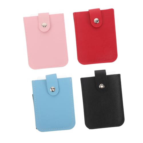 Mikikit 4 Stück Business Card Holder aus PU Leder mit Druckknopf Teiliges Praktischer Ausziehmechanismus für Schnellen Kartenaccess Stapelbar Kreditkarten und Visitenkartenetui für von Mikikit