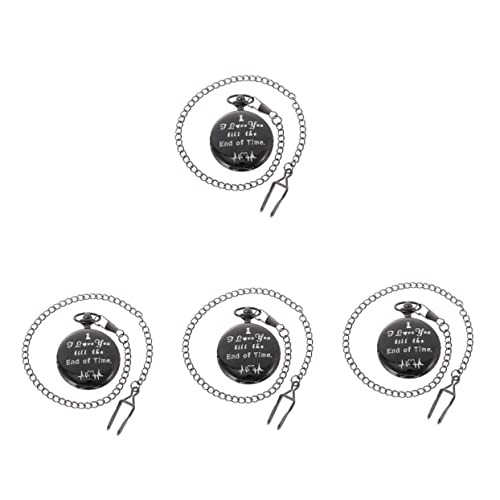 Mikikit 4 Stück Retro-taschenuhr Mit Analoger Kette Und Holzgehäuse Für Herren Im Vintage-Stil von Mikikit