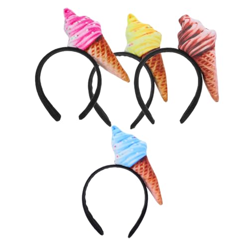 Mikikit 4 Stück Teiliges Eiscreme Stirnband aus Stoff Leichtes Party Haarschmuck für Damen Realistische Sommer Kopfbedeckung Geeignet für Geburtstagsfeiern Kostüme Festliche Anlässe von Mikikit