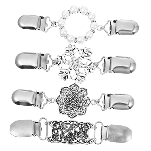Mikikit 4 Stück Teiliges Perlen Cardigan Clips Damen Kragendekoration Schal Clip Pulloverclip Modisch Praktisch Vielseitig für Strickjacken Schals Hemden und Kleider Einfach zu Befestigen von Mikikit