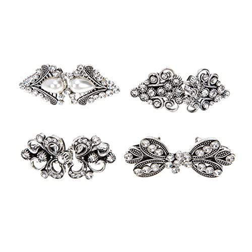 Mikikit 4 Stück Teiliges Retro Strickjacken Clip mit Funkelnden Strasssteinen Stabile Broschen für Damen Vielseitiger Schal und Cardigan Clip Eleganter Schmuck für Hochzeit und Alltag von Mikikit