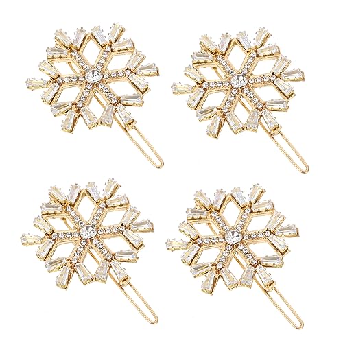 Mikikit 4 Stück Teiliges Schneeflocken Haarspangen aus Leichtem Legierungsmaterial Festlicher Haarschmuck für Damen und Mädchen Geeignet für Weihnachten Partys und Tägliche Frisuren von Mikikit