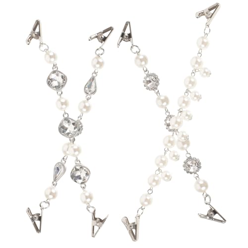 Mikikit 4 Stück Vintage Sweater Clips Teiliges mit Perlen Strickjackenbroschen Jackenclips Langlebige und Praktische Kleidungshalter für Damen Klassischer Retro Stil von Mikikit