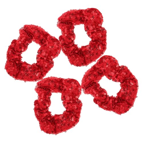Mikikit 4 Stück Weihnachtliche Pailletten Haargummis Elastische Schonende Haarschleifen für Mädchen Ponytail Flexibel Vielseitig Einsetzbar zu Festen Geburtstagen und Partys von Mikikit
