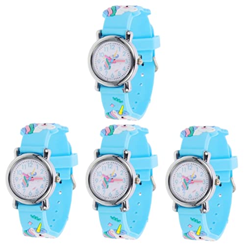 Mikikit 4 Stück Zeichentrickuhr Für Kinder Uhrendekoration Mädchenuhren Im Alter Von 7-10 Jahren Uhr Mit Bezauberndem Muster Jungen-mädchen-Armbanduhr Student Niedlich Kieselgel Zubehör von Mikikit