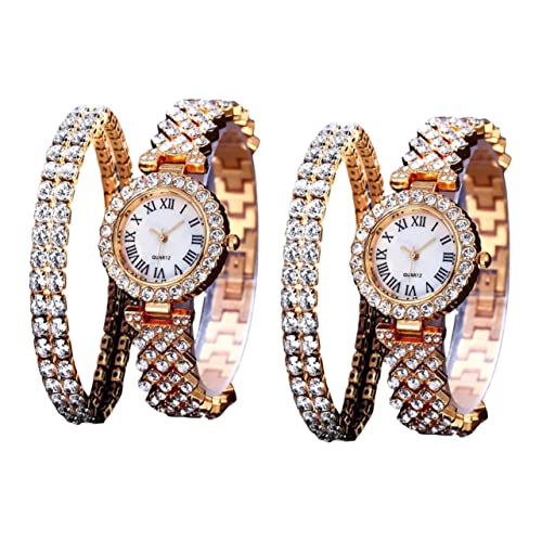 Mikikit 4stücke Teiliges Damen Armbanduhren Set Mit Strasssteinen Quarzuhr Und Funkelndem Armband Für Schicke Anlässe Roségold Langlebig Und Zu Tragen von Mikikit