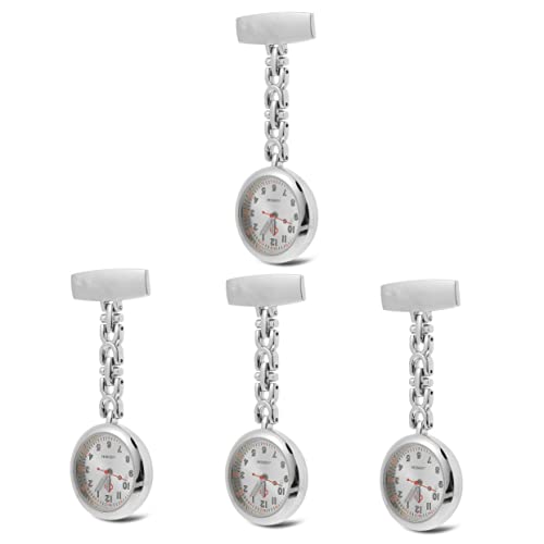 Mikikit 4 Stück Taschenuhr Essentials Für Die Arbeit Frauen-Revers-Uhr Schwesternuhren Für Damen Ansteckuhr Clip-Uhr Für Damen Damenuhr Kragennadel Anmut Legierung Student von Mikikit