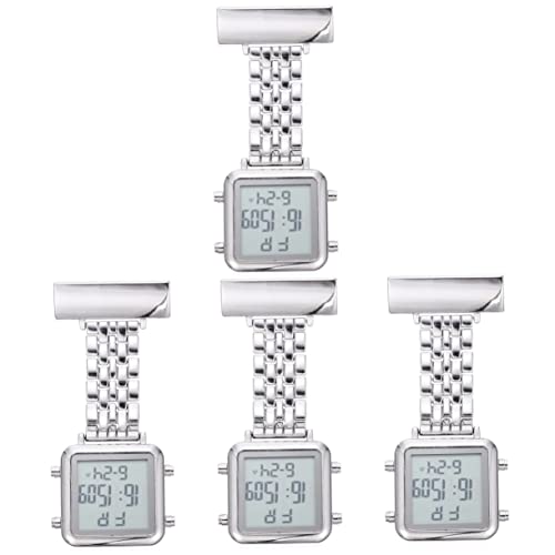 Mikikit 4 Schwesterntisch auf Krankenschwestern achten elektronische Brustuhr Damenuhren Uhr dekorative Schwesternuhr tragbar Taschenuhr Stoppuhr Anschauen von Mikikit