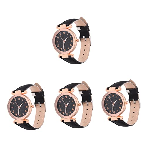 Mikikit Mann Beobachten 4 Stück Quarz en Freizeituhr Für Mädchen Armbanduhr Für Damen Weibliche Lederuhr Kinderuhren Damen Gürteluhr Erwachsene Uhren Glas Anschauen Dekorationen Student von Mikikit