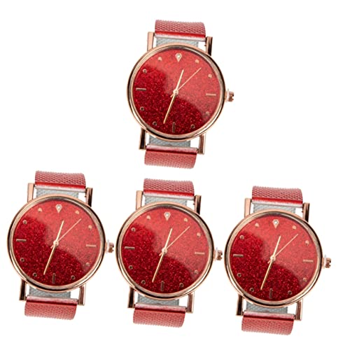 Mikikit 4stücke Damen Quarzuhr Mit Silikonband Dekorative Freizeit-Uhr Leicht Und Stylisch Für Alltag Und Besondere Anlässe Und Komfortabel Perfektes Für Frauen von Mikikit