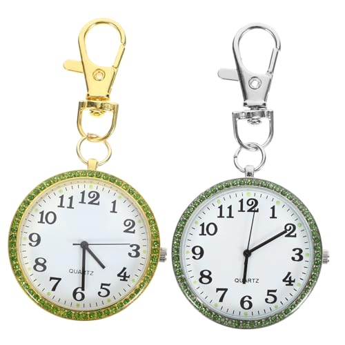 Mikikit Taschen Uhren Damen Clip 4 Stück Taschenuhr Schlüsselanhänger Uhr Urlaubsuhr Als Schwesternuhren Für Damen Einziehbar Uhr Mit Ansteckbrosche Fingerring Zinklegierung Revers von Mikikit