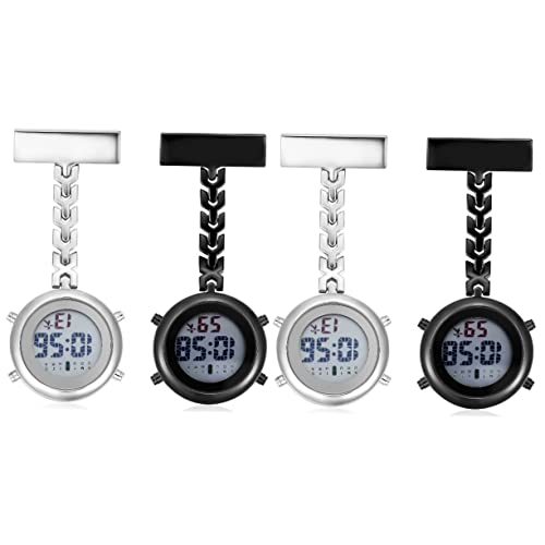 Mikikit Ansteckuhren 4 Stück Brosche Taschenuhr Schwesternuhr Mit Secondhand Uhr Mit Secondhand Für Krankenschwestern Broschen Für Frauen Rostfreier Stahl Clip Damen Gebraucht Pflegeuhr Mit Clip von Mikikit