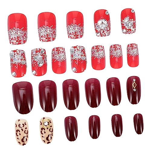 Mikikit 48stücke Weihnachtsnägel Mit Bohrer Künstliche Fingernägel Full Cover Aufkleber Für Maniküre Nail Art Patches Für Frauen Weihnachtliches Nageldesign von Mikikit
