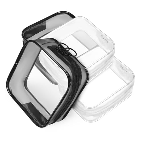 Mikikit 4Stücke Transparente Organizer Taschen wasserdichte Kosmetiktaschen mit Doppeltem Reißverschluss für Reisen Make Up und Aufbewahrungstaschen Material von Mikikit